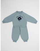 Mayoral Set de bluza de trening cu broderie si pantaloni uni de trening - 2 piese - Verde persan/Bleumarin