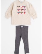 Mayoral Set de bluza de trening si colanti - 2 piese - Gri/Maro taupe deschis
