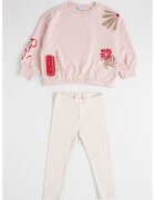 Mayoral Set de bluza de trening si colanti cu model floral - 2 piese - Lila/Maro inchis/Rosu