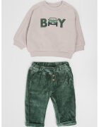 Mayoral Set de bluza de trening si pantaloni din reiat - Verde/Gri deschis