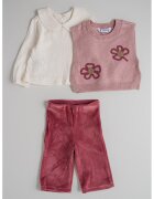 Mayoral Set de bluza - pantaloni si vesta tricotate - 3 piese - Alb/Roz prafuit