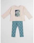 Mayoral Set de bluza si colanti - 2 piese - Verde persan/Bej deschis