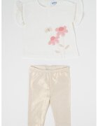 Mayoral Set de bluza si pantaloni - Alb/Auriu/Roz deschis