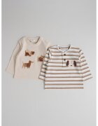 Mayoral Set de bluze cu model - 2 piese - Alb/Maro deschis