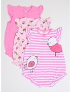 Mayoral Set de body-uri cu imprimeu - 3 Piese - Maro/Alb optic/Roz