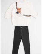 Mayoral Set de colanti si bluza de trening cu imprimeu grafic - 2 piese - Negru/Alb murdar