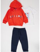 Mayoral Set de imbracaminte din amestec de bumbac - 3 piese - Rosu/Alb/Bleumarin