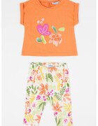 Mayoral Set de pantaloni si tricou din amestec de bumbac - 2 piese - Verde/Portocaliu mandarina