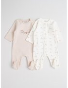 Mayoral Set de pijama din amestec de bumbac - 2 piese - Alb/Maro nisip