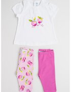 Mayoral Set de tricou cu imprimeu si colanti - 3 piese - Verde/Roz fandango/Alb optic