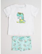 Mayoral Set de tricou cu si pantaloni scurti de baie cu imprimeu - 2 piese - Alb optic/Verde menta