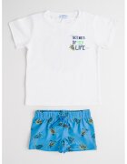 Mayoral Set de tricou din amestec de bumbac si pantaloni scurti - 3 piese - Galben/Alb optic/Albastru deschis