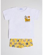 Mayoral Set de tricou din amestec de bumbac si pantaloni scurti - 3 piese - Galben sofran/Alb optic