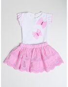 Mayoral Set de tricou si fusta din amestec de bumbac - 2 Piese - Roz pastel/Alb optic