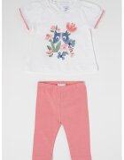 Mayoral Set de tricou si pantaloni din bumbac - 2 piese - Albastru inchis/Alb optic/Roz prafuit