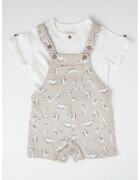 Mayoral Set de tricou si salopeta cu imprimeu - Alb/Gri