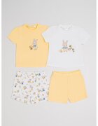 Mayoral Set de tricouri si pantaloni scurti cu detalii metalizate - 4 Piese - Alb/Galben