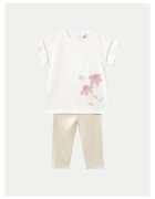 Mayoral Set tricou si colanti fete 1734 - Bumbac/Elastan - 4 ani - Bej