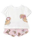 Mayoral Set tricou si pantaloni scurti fete 1256 - Bumbac/Elastan - Roz - Roz