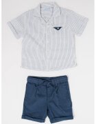 Mayoral Sey de camasa din amestec de in si pantaloni - Alb/Bleumarin