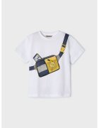Mayoral Tricou cu decolteu la baza gatului si imprimeu grafic - Alb/Bleumarin