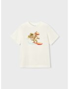 Mayoral Tricou cu imprimeu grafic - Maro nisip/Alb murdar