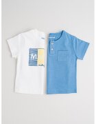 Mayoral Tricou cu imprimeu text - Albastru prafuit/Alb optic