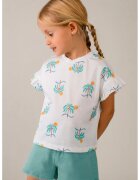 Mayoral Tricou cu model si maneci cu volane - Alb/Verde menta
