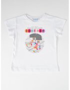 Mayoral Tricou de bumbac cu decolteu la baza gatului - Alb/Negru/Roz