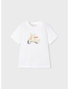 Mayoral Tricou de bumbac cu decolteu la baza gatului - Alb optic