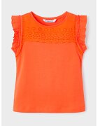 Mayoral Tricou de bumbac cu detalii brodate - Rosu vermillion