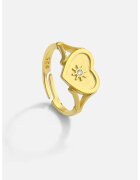 Meks Jewels Inel din argint veritabil in forma de inima - Auriu