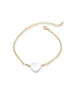 Mia Milano Bratara de gleza din argint veritabil cu talisman inima din Mother of Pearl - Alb/Auriu
