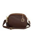 Mia Tomazzi Geanta crossbody din piele cu trei compartimente Gradisca - Maro cognac