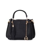 Mia Tomazzi Geanta de mana - de piele - cu accesoriu detasabil cu canaf - Negru