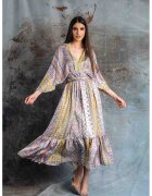 MIAU by Clara Rotescu Rochie cu model - terminatie cu volan si aspect satinat Hollis - Multicolor