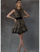 MIAU by Clara Rotescu Rochie evazata cu garnituri de dantela Eulalia - Auriu/Gri inchis