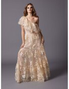 MIAU by Clara Rotescu Rochie evazata cu slit lateral Alfabeta - Bej