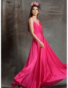 MIAU by Clara Rotescu Rochie maxi evazata din amestec de matase Acapulco - Roz