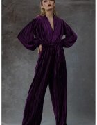 MIAU by Clara Rotescu Salopeta maxi cu decolteu adanc in V Zamas - Violet