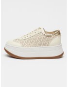 Michael Kors Pantofi sport flatform din piele ecologica cu model logo Hayes - Gri deschis/Alb murdar