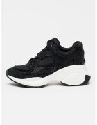 Michael Kors Pantofi sport wedge din material textil cu aplicatie din strasuri Zuma - Negru/Albastru petrol