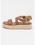 Michael Kors Sandale-espadrile din piele cu talpa flatform Lynn - Maro scortisoara