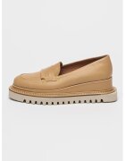 Mihaela Glavan Pantofi loafer din piele cu talpa wedge - Maro nisip