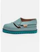 Mihaela Glavan Pantofi wedge de piele - Albastru petrol