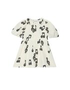 Mini Rodini Rochie casual fete - Alb - Negru - Note muzicale