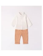 Minibanda Compleu camasa si pantaloni pentru bebe baiat - 3.7682 - Alb - Portocaliu