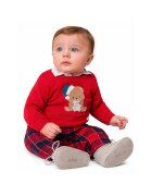 Minibanda Pulover Craciun Baby din bumbac 100% cu broderie intarsia si nasturi pe umar