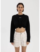 Misaga Pantaloni scurti din denim cu cusaturi contrastante - Alb murdar