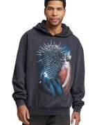 Mister tee Hanorac unisex supradimensionat cu imprimeu - Albastru/Gri antracit